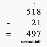 Calculate 518 minus 21 using long subtraction
