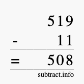 Calculate 519 minus 11 using long subtraction