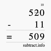 Calculate 520 minus 11 using long subtraction