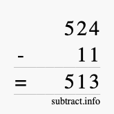 Calculate 524 minus 11 using long subtraction