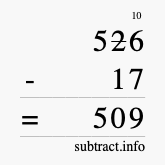 Calculate 526 minus 17 using long subtraction