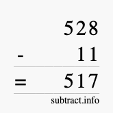 Calculate 528 minus 11 using long subtraction