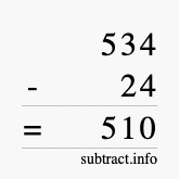 Calculate 534 minus 24 using long subtraction