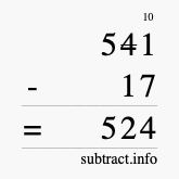 Calculate 541 minus 17 using long subtraction