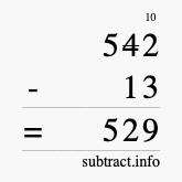 Calculate 542 minus 13 using long subtraction