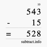 Calculate 543 minus 15 using long subtraction