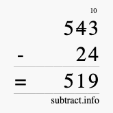 Calculate 543 minus 24 using long subtraction