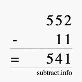 Calculate 552 minus 11 using long subtraction