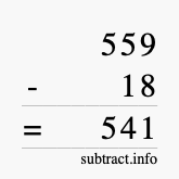 Calculate 559 minus 18 using long subtraction Calculate 559 minus 18 using long subtraction
