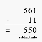 Calculate 561 minus 11 using long subtraction