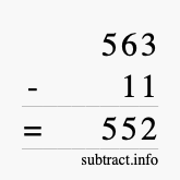 Calculate 563 minus 11 using long subtraction