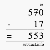 Calculate 570 minus 17 using long subtraction
