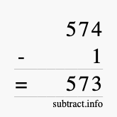 Calculate 574 minus 1 using long subtraction
