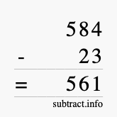 Calculate 584 minus 23 using long subtraction Calculate 584 minus 23 using long subtraction