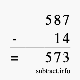 Calculate 587 minus 14 using long subtraction Calculate 587 minus 14 using long subtraction