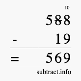 Calculate 588 minus 19 using long subtraction
