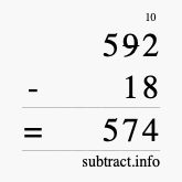 Calculate 592 minus 18 using long subtraction Calculate 592 minus 18 using long subtraction