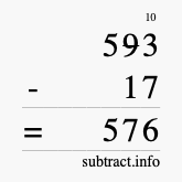 Calculate 593 minus 17 using long subtraction