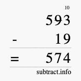 Calculate 593 minus 19 using long subtraction
