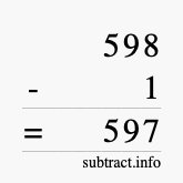 Calculate 598 minus 1 using long subtraction