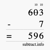 Calculate 603 minus 7 using long subtraction