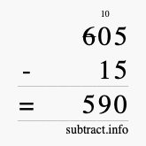 Calculate 605 minus 15 using long subtraction