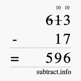 Calculate 613 minus 17 using long subtraction
