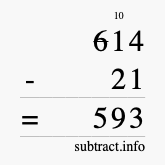 Calculate 614 minus 21 using long subtraction