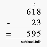 Calculate 618 minus 23 using long subtraction