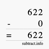 Calculate 622 minus 0 using long subtraction