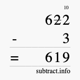 Calculate 622 minus 3 using long subtraction