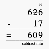 Calculate 626 minus 17 using long subtraction