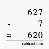 Calculate 627 minus 7 using long subtraction