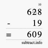Calculate 628 minus 19 using long subtraction