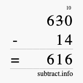 Calculate 630 minus 14 using long subtraction