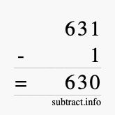 Calculate 631 minus 1 using long subtraction