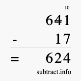 Calculate 641 minus 17 using long subtraction