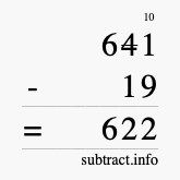 Calculate 641 minus 19 using long subtraction