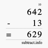 Calculate 642 minus 13 using long subtraction