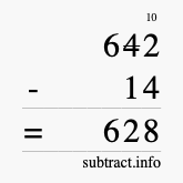 Calculate 642 minus 14 using long subtraction