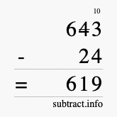 Calculate 643 minus 24 using long subtraction