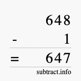 Calculate 648 minus 1 using long subtraction