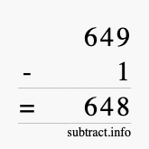 Calculate 649 minus 1 using long subtraction