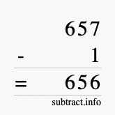 Calculate 657 minus 1 using long subtraction