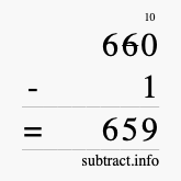 Calculate 660 minus 1 using long subtraction