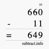 Calculate 660 minus 11 using long subtraction