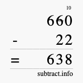 Calculate 660 minus 22 using long subtraction