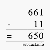 Calculate 661 minus 11 using long subtraction