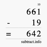 Calculate 661 minus 19 using long subtraction