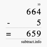 Calculate 664 minus 5 using long subtraction